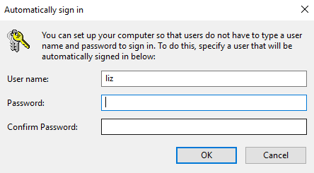 Automatically Sign In window