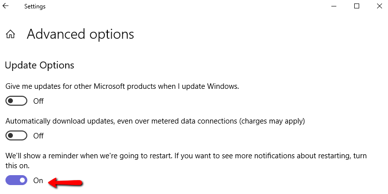 Advanced Windows Update settings