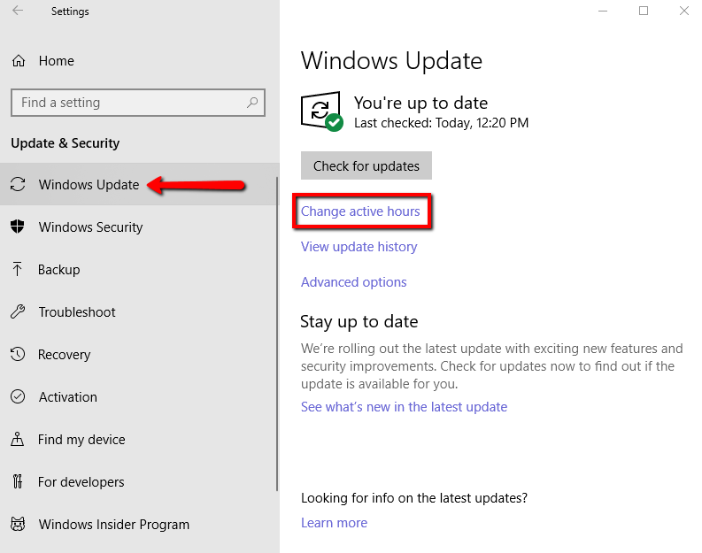 Windows Update options